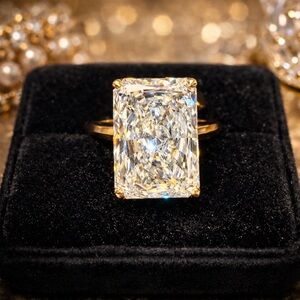 CERTIFIED 10 CARAT RADIANT CUT LAB DIAMOND 14K GOLD SIZE 7